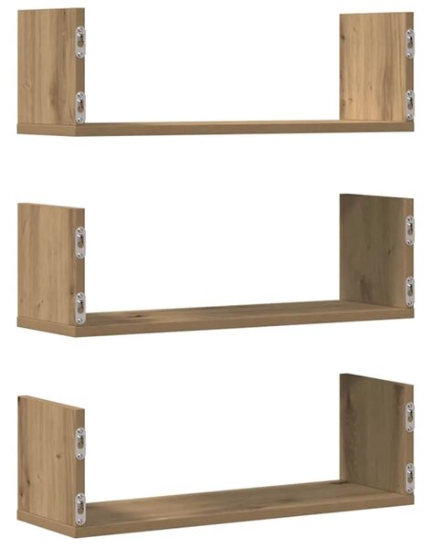 Zidne police 3 kom boja artisian hrast 58x18x18 cm drvene - Boja hrasta 58 x 18 x 18 cm 1 1
