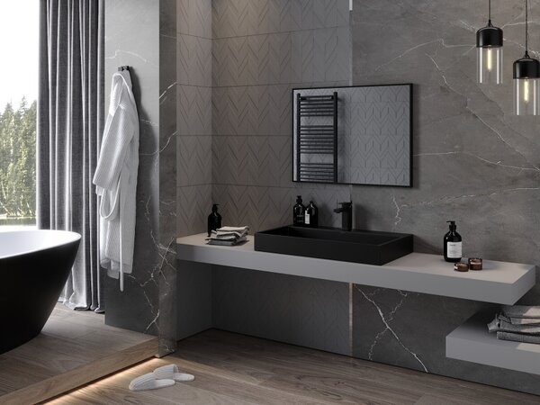 Mexen Loft pravokutno kupaonsko ogledalo 80 x 60 cm, crni okvir - 9852-080-060-000-70