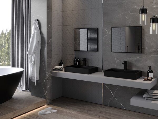 Mexen Loft pravokutno ogledalo za kupaonicu 60 x 50 cm, crni okvir - 9852-060-050-000-70