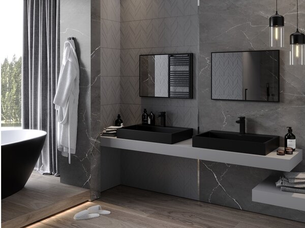 Mexen Loft pravokutno kupaonsko ogledalo 70 x 50 cm, crni okvir - 9852-070-050-000-70
