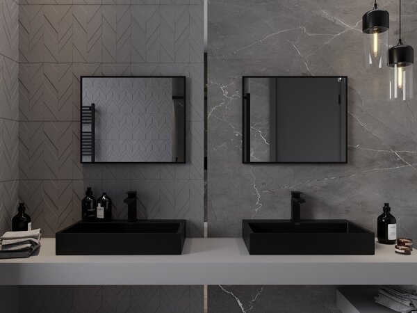 Mexen Loft pravokutno ogledalo za kupaonicu 60 x 50 cm, crni okvir - 9852-060-050-000-70