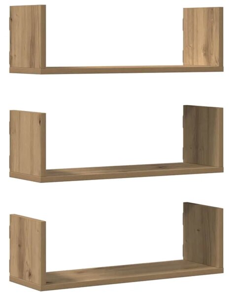 Zidne police 3 kom boja artisian hrast 58x18x18 cm drvene - Boja hrasta 58 x 18 x 18 cm 1 1