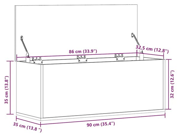 Kutija za pohranu bijela 90 x 35 x 35 cm od konstruiranog drva - Bijela 90 x 35 x 35 cm 1 Bijela