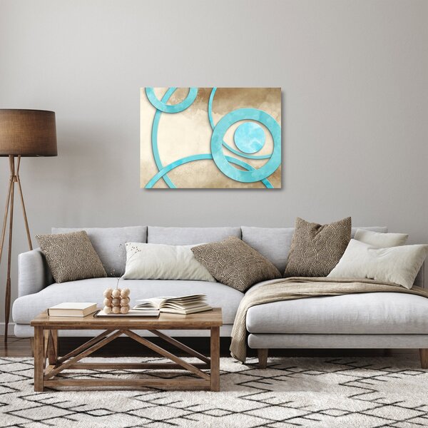 Staklena slika - Plavi krugovi na akvarelu (70x50 cm)