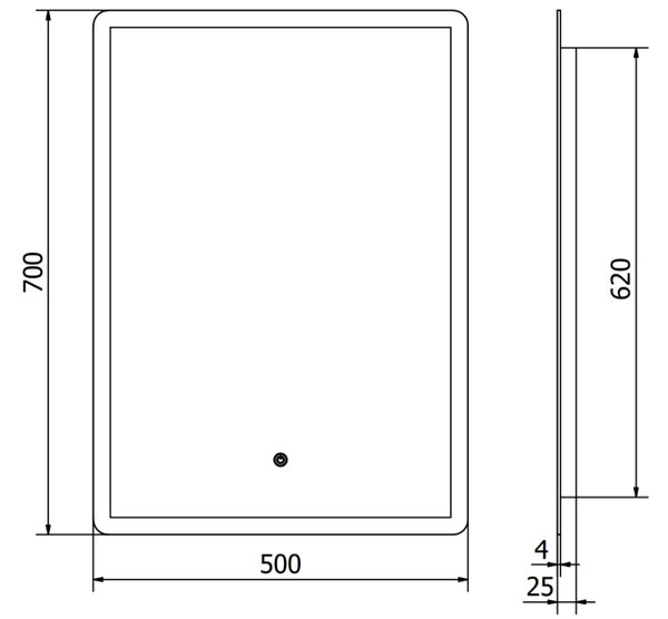 Mexen Navia osvijetljeno kupaonsko ogledalo 50 x 70 cm, LED 6000K, protiv zamagljivanja - 9803-050-070-611-00