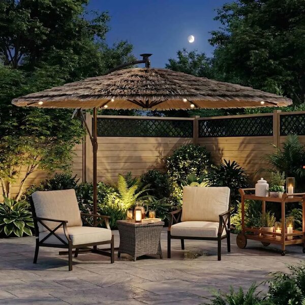 Vrtni suncobran LED s čeličnom šipkom smeđi 269x269x235 cm - 269 x 269 x 235 cm 1 269 x 269 x 235 cm
