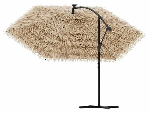Vrtni suncobran LED s čeličnom šipkom smeđi 269x269x235 cm - 269 x 269 x 235 cm 1 269 x 269 x 235 cm