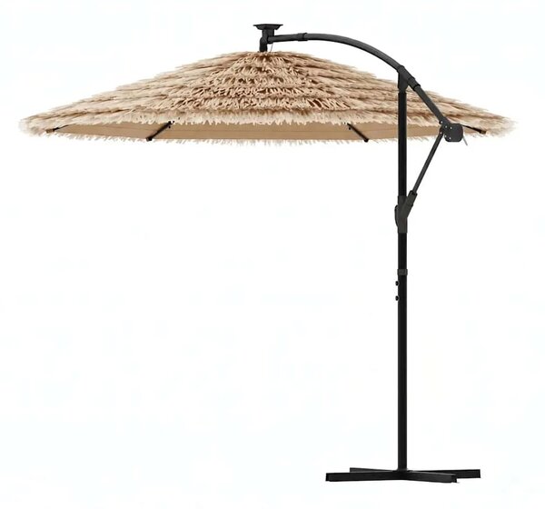 Vrtni suncobran LED s čeličnom šipkom smeđi 269x269x235 cm - 269 x 269 x 235 cm 1 269 x 269 x 235 cm