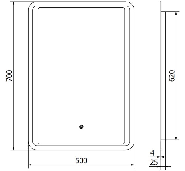 Mexen Zusa osvijetljeno kupaonsko ogledalo 50 x 70 cm, LED 6000K, protiv magljenja - 9808-050-070-611-00
