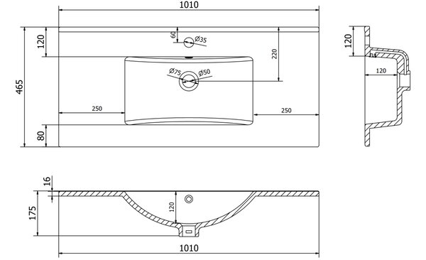 Mexen Atena umivaonik ugrađen u ploču 101 x 46 cm, bijeli - 25011000