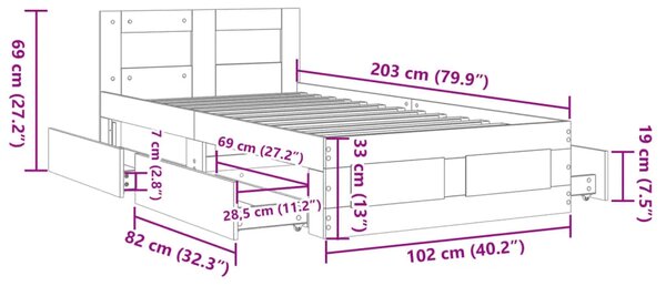 Okvir kreveta s uzglavljem bez madraca bijeli 100x200 cm - Bijela 100 x 200 cm Bijela 100 x 200 cm