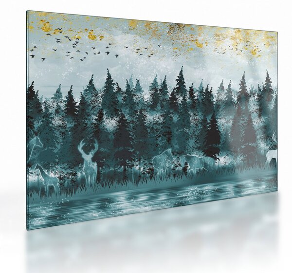 Staklena slika - Životinje u šumi (70x50 cm)