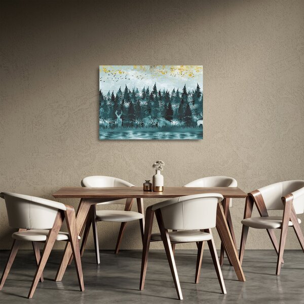 Staklena slika - Životinje u šumi (70x50 cm)
