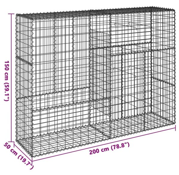 Gabion - Gabion ograde - Gabionska košara s poklopcem 200x50x150 cm pocinčano željezo - 200 x 50 x 150 cm 1 200 x 50 x 150 cm