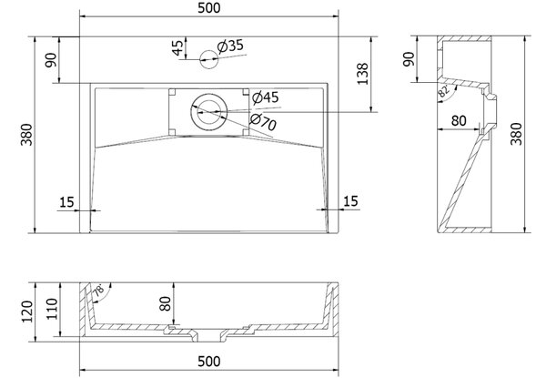 Mexen Ava umivaonik nadgradni od konglomerata 1/O 50 x 38 cm, bijeli - 23015001