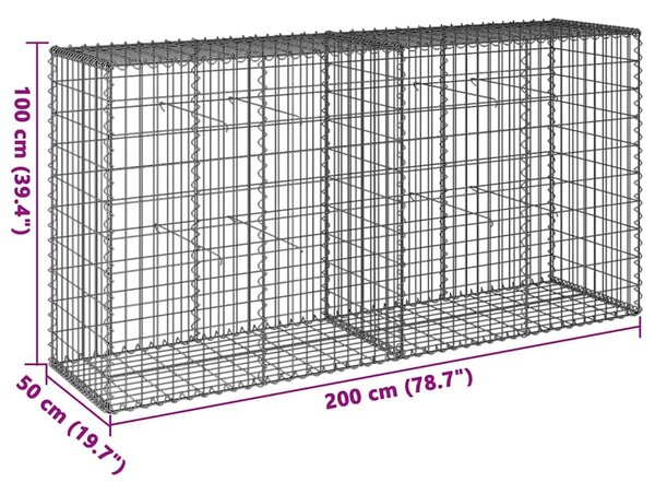 Gabion - Gabion ograde - Gabionska košara s poklopcem 200x50x100 cm pocinčano željezo - 200 x 50 x 100 cm 1 200 x 50 x 100 cm