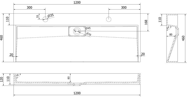 Mexen Ava umivaonik od lijevanog mramora 2/O 120 x 46 cm, bijela - 23011202