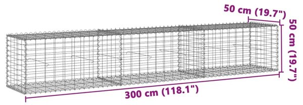 Gabion - Gabion ograde - Gabionska košara s poklopcem 300x50x50 cm od pocinčanog željeza - 300 x 50 x 50 cm 1 300 x 50 x 50 cm