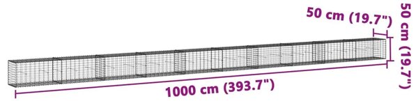 Gabion - Gabion ograde - Gabionska košara s poklopcem 1000x50x50 cm pocinčano željezo - 1000 x 50 x 50 cm 1 1000 x 50 x 50 cm