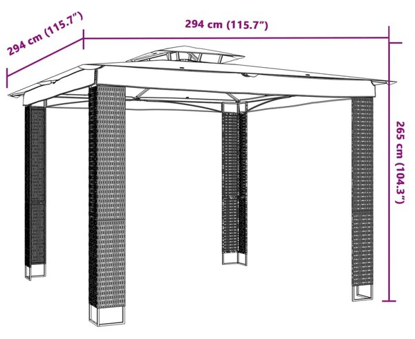 Sjenica s dvostrukim krovom krem 2 94 x 2 94 čelična - Krema 2.94 x 2.94 m 1 Krema