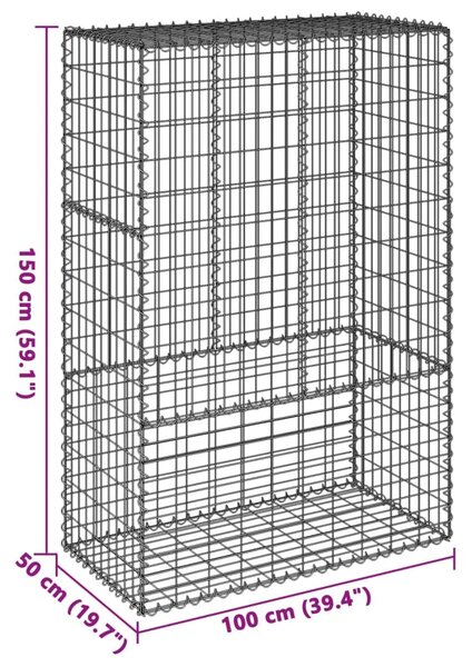 Gabion - Gabion ograde - Gabionska košara s poklopcem 100x50x150 cm pocinčano željezo - 100 x 50 x 150 cm 1 100 x 50 x 150 cm