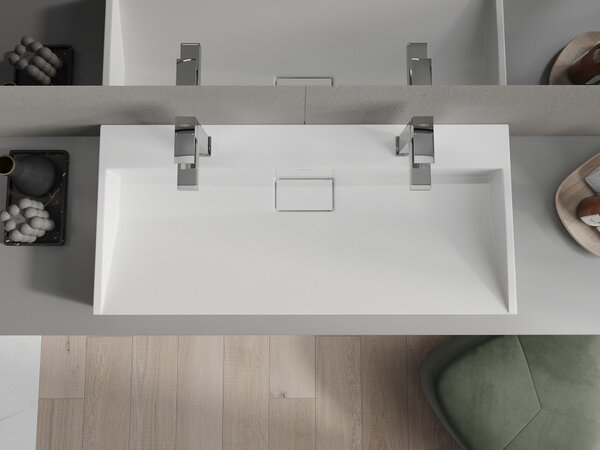 Mexen Ava nadgradni umivaonik od konglomerata 2/O 100 x 46 cm, bijeli - 23011002