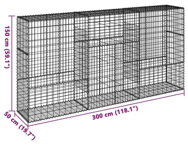 Gabion - Gabion ograde - Gabionska košara s poklopcem 300x50x150 cm pocinčano željezo - 300 x 50 x 150 cm 1 300 x 50 x 150 cm