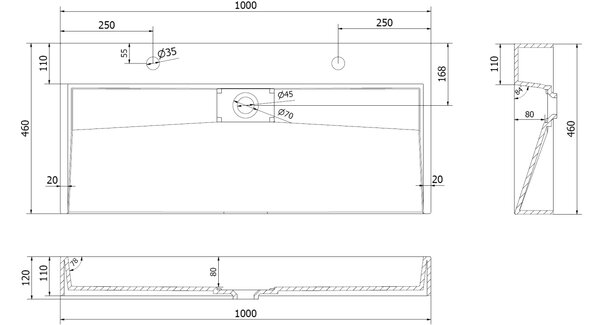 Mexen Ava nadgradni umivaonik od konglomerata 2/O 100 x 46 cm, bijeli - 23011002