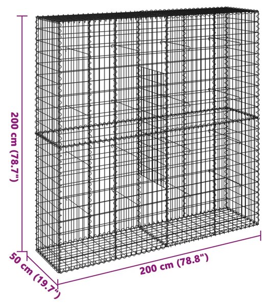 Gabion - Gabion ograde - Gabionska košara s poklopcem 200x50x200 cm pocinčano željezo - 200 x 50 x 200 cm 1 200 x 50 x 200 cm