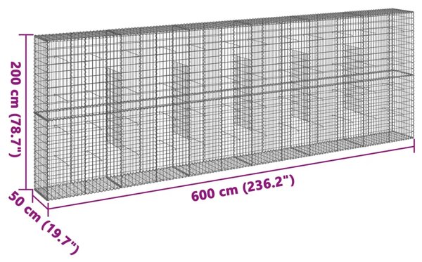 Gabion - Gabion ograde - Gabionska košara s poklopcem 600x50x200 cm pocinčano željezo - 600 x 50 x 200 cm 1 600 x 50 x 200 cm