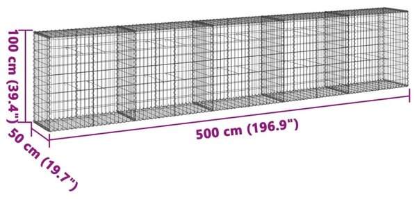 Gabion - Gabion ograde - Gabionska košara s poklopcem 500x50x100 cm pocinčano željezo - 500 x 50 x 100 cm 1 500 x 50 x 100 cm