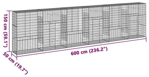 Gabion - Gabion ograde - Gabionska košara s poklopcem 600x50x150 cm pocinčano željezo - 600 x 50 x 150 cm 1 600 x 50 x 150 cm
