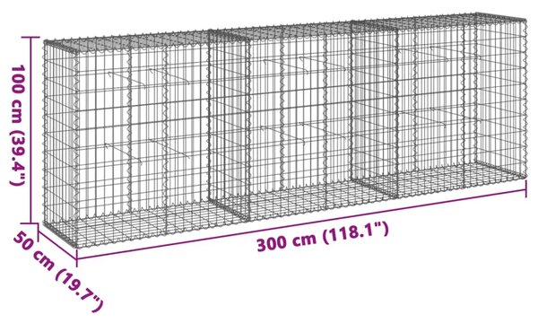 Gabion - Gabion ograde - Gabionska košara s poklopcem 300x50x100 cm pocinčano željezo - 300 x 50 x 100 cm 1 300 x 50 x 100 cm