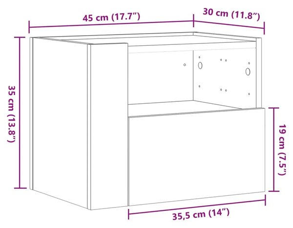 Zidni noćni ormarići 2 kom crni 45 x 30 x 35 cm - Crna 2 Crna 2