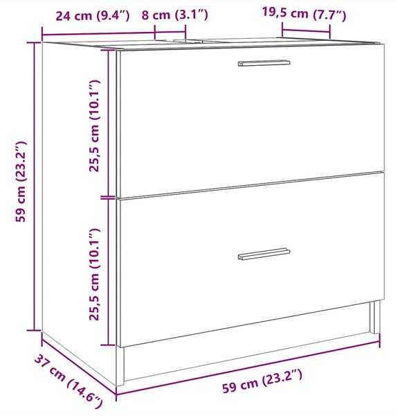 Ormarić za Lavabo - Umivaonik bijeli 59 x 37 x 59 cm konstruirano drvo - Bijela 59 x 37 x 59 cm 1 1