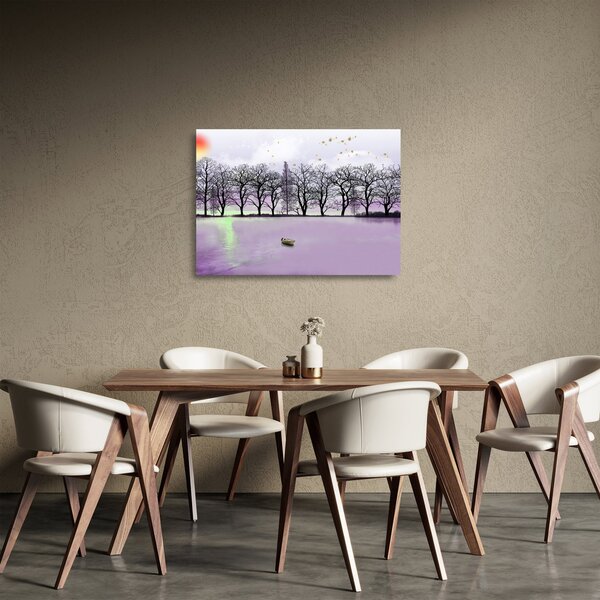 Staklena slika - Brodica na jezeru (70x50 cm)