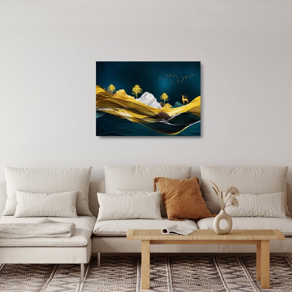 Staklena slika - Jelen u prirodi (70x50 cm)
