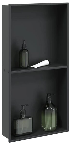 Niša za tuš mat crna 32x62x9 cm nehrđajući čelik - Crna Crna