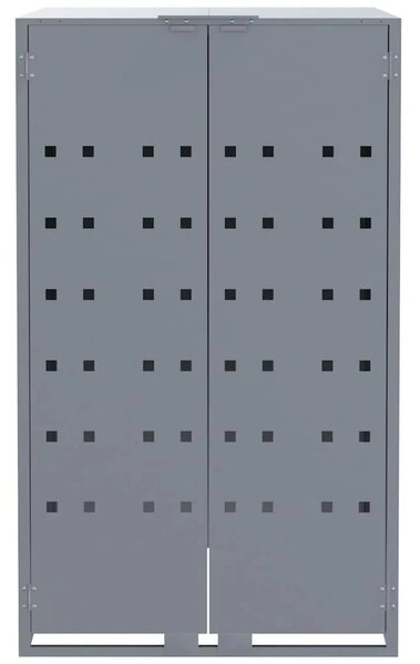 Spremište za jednu kantu za otpad siva 69 x 79 x 117 cm čelično - Siva poklopac s plinskim podizanjem 1 1
