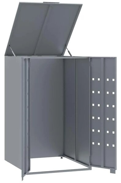 Spremište za jednu kantu za otpad siva 69 x 79 x 117 cm čelično - Siva poklopac s plinskim podizanjem 1 1