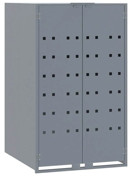 Spremište za jednu kantu za otpad siva 69 x 79 x 117 cm čelično - Siva poklopac s plinskim podizanjem 1 1