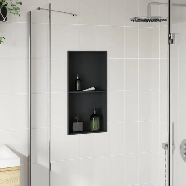 Niša za tuš mat crna 32x62x9 cm nehrđajući čelik - Crna Crna
