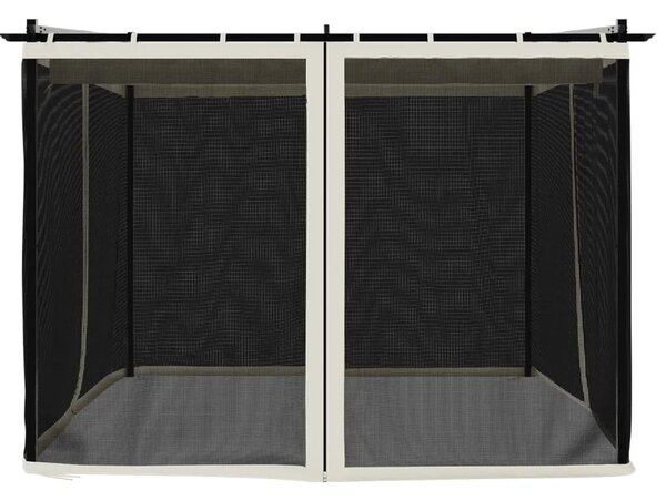 Sjenica s mrežastim zidovima 3 x 3 m krem čelična - Krema 3 x 3 m 1 s mrežicom