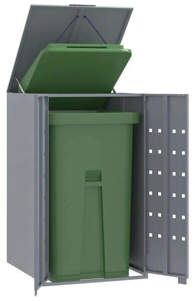 Spremište za jednu kantu za otpad siva 69 x 79 x 117 cm čelično - Siva poklopac s plinskim podizanjem 1 1