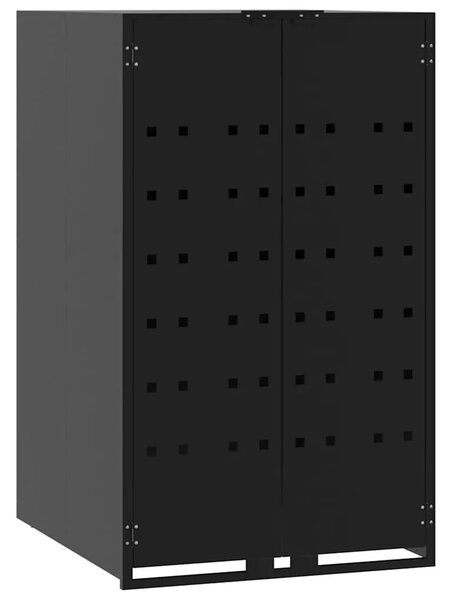 Spremište za 4 kante za otpad crno 276 x 79 x 117 cm čelično - Crna poklopac s plinskim podizanjem 4 1