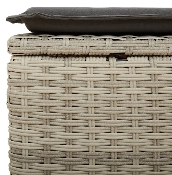 Vrtni tabure s jastukom svijetlosivi 55x55x37 cm od poliratana - Svjetlosiva 1 sa spremištem i torbom Svjetlosiva
