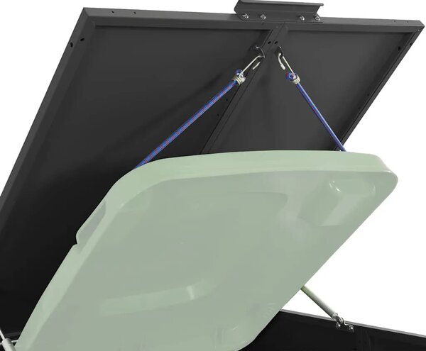 Spremište za 4 kante za otpad crno 276 x 79 x 117 cm čelično - Crna poklopac s plinskim podizanjem 4 1