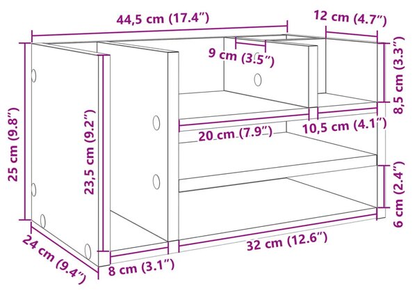 Organizator za stol boja hrasta 44 5x24x25 cm konstruirano drvo - Beton siva Beton siva