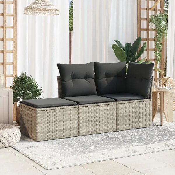 Vrtni tabure s jastukom svijetlosivi 55x55x37 cm od poliratana - Svjetlosiva 1 sa spremištem i torbom Svjetlosiva