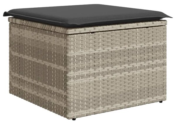 Vrtni tabure s jastukom svijetlosivi 55x55x37 cm od poliratana - Svjetlosiva 1 sa spremištem i torbom Svjetlosiva